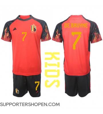 Belgien Kevin De Bruyne #7 Hemmatröja Barn VM 2022 Kortärmad (+ korta byxor)